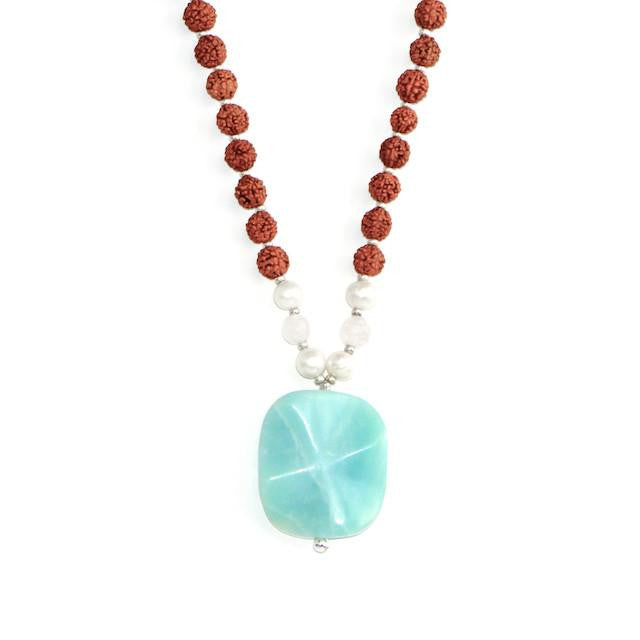 Amazonite + Pearl Mala.