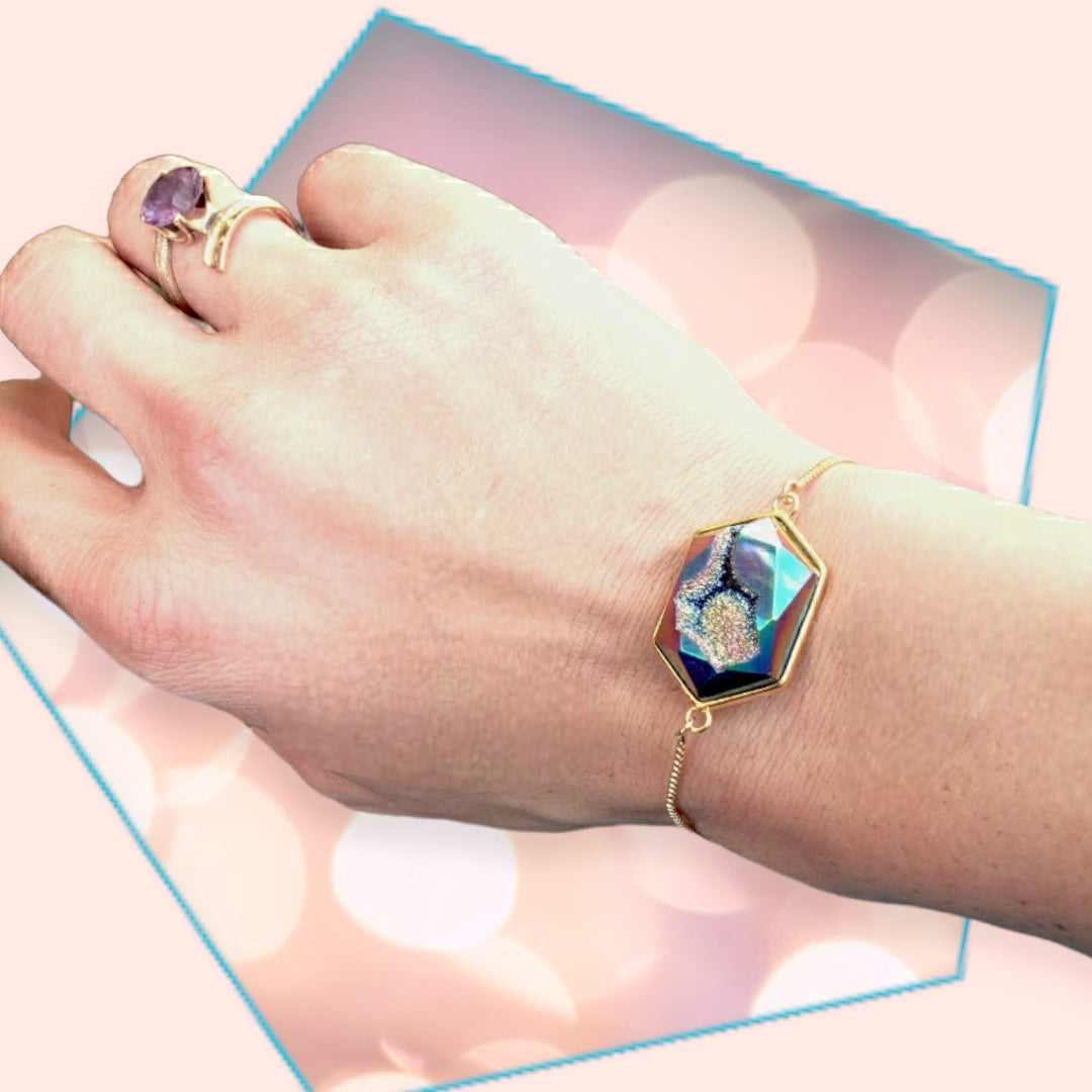 Unicorn Druzy Crystal Bolo Bracelet.