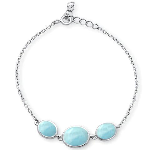Universe Larimar + Sterling Silver Power of Three Adjustable Bracelet