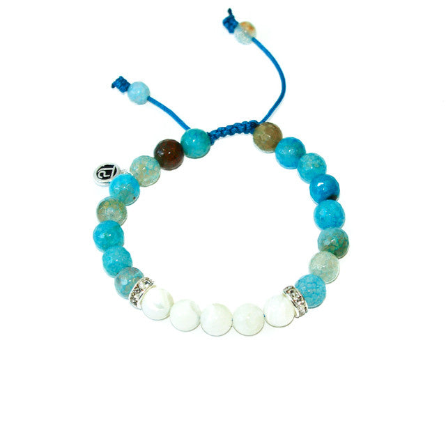 The Mermaid | Pearl + Blue Fire Agate Mala Beads.