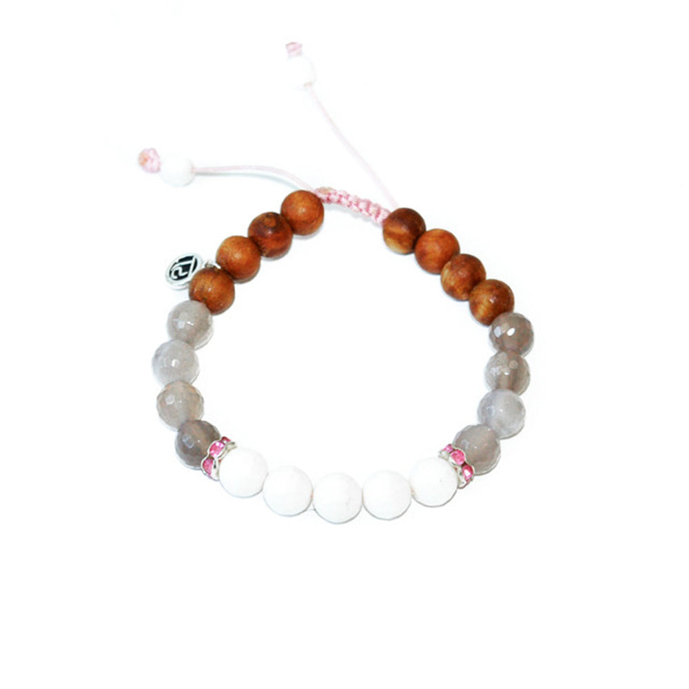 The Shark | Pearl + Gray Agate Mala Beads.